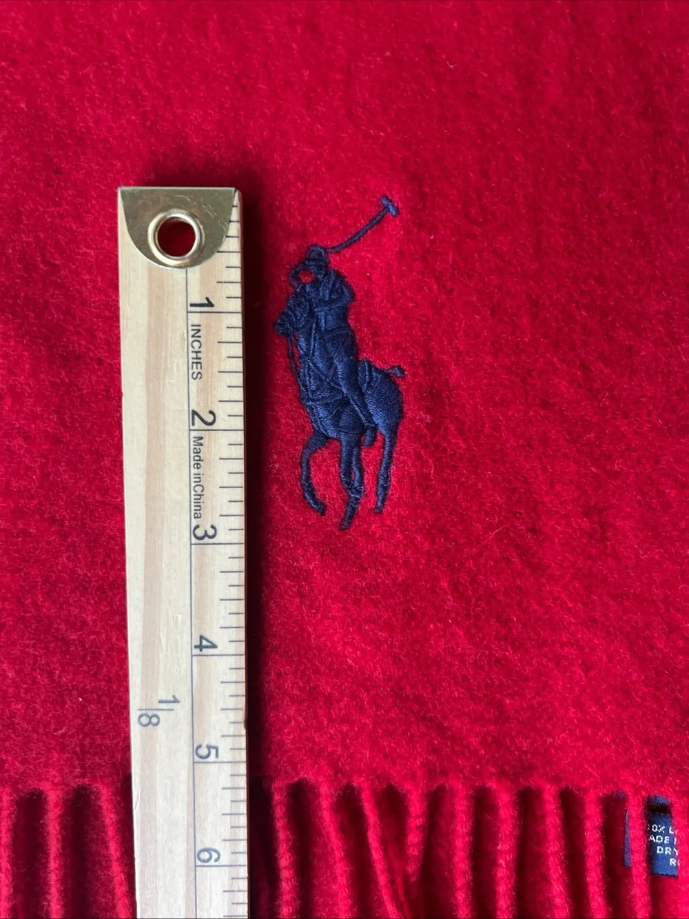 Polo Ralph Lauren Made In Italy Lambswool Scarf Big Pony Red 12x62” Rectangle